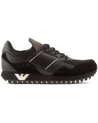 Emporio Armani - Panelled Logo-Print Sneakers - Lyst