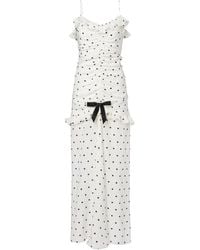 Alessandra Rich - Ruched Polka-Dot Silk Maxi Dress - Lyst
