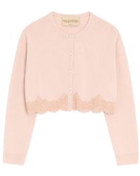 Valentino - Wool Cardigan With Lace - Lyst