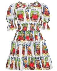 Dolce & Gabbana - Multi-Color Short Sleeve Ruched Dress - Lyst