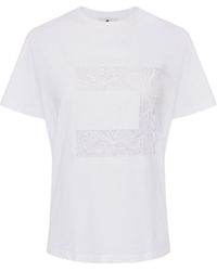 Elisabetta Franchi - Macro Logo Voile Jersey T-Shirt - Lyst
