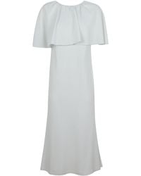 Roland Mouret - Cape-Overlay Gathered-Neck Dress - Lyst