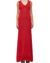 Blugirl Blumarine - Crochet-Knit V-Neck Maxi Dress - Lyst
