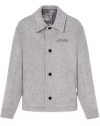 Versace - Logo-Embroidered Button-Up Blouson Jacket - Lyst