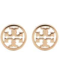 Tory Burch - Miller Double T Logo Plaque Stud Earrings - Lyst