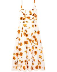 Emilia Wickstead - Floral Printed Spaghetti Strap Midi Dress - Lyst