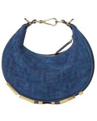 Fendi - Graphy Ff Denim Flocked Mini Tote Bag - Lyst
