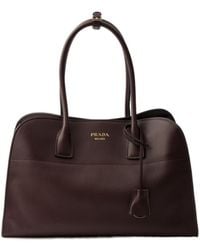 Prada - Logo Detailed Open Top Large Tote Bag - Lyst
