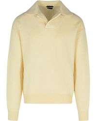 Tom Ford - Long-Sleeved Knitted Polo Shirt - Lyst
