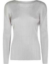 Pleats Please Issey Miyake - Pleats Please Issey Miyake Crewneck Pleated Top - Lyst
