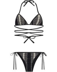 Missoni - Sequin-Embellished Striped Metallic Crochet-Knit Triangle Bikini - Lyst