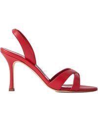 Manolo Blahnik - Round Head High-Heeled Sandals - Lyst