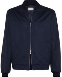 Brunello Cucinelli - Cashmere Flannel Bomber Jacket - Lyst