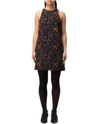 Theory - Tortoiseshell Printed Sleeveless Mini Shift Dress - Lyst
