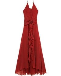 Blumarine - Ruffled Draped Maxi Dress - Lyst
