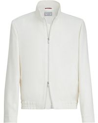 Brunello Cucinelli - Silk-Linen-Wool Bomber Jacket - Lyst