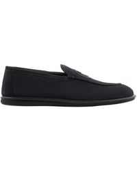 Giorgio Armani - Logo Embroidered Slip-On Loafers - Lyst