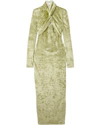 Nanushka - Twist-Front Crushed-Velvet Midi Dress - Lyst