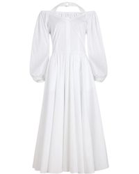 Patou - Tied Detailed Long-Sleeve Poplin Dress - Lyst