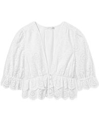 FRAME - Hollow-Out V-Neck Shirt - Lyst