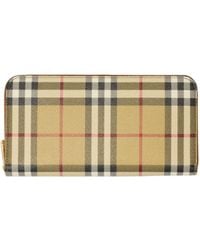 Burberry - Check Zip-Around Wallet - Lyst
