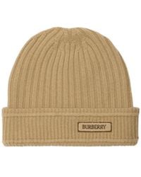 Burberry - Logo Patch Ribbed-Knit Beanie - Lyst