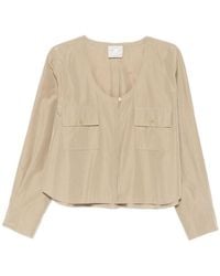 forte_forte - Flap-Pocket Long-Sleeved Blouse - Lyst