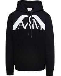 McQueen - Logo Printed Drawstring Hoodie - Lyst