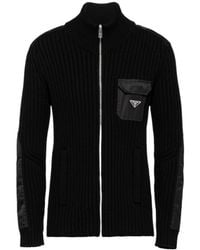 Prada - Wool And Cashmere Cardigan With Re-Nylon Details - Lyst