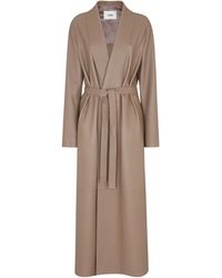Fendi - Belted Waist Leather Coat - Lyst