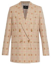 Etro - Checked Double-Breasted Blazer - Lyst