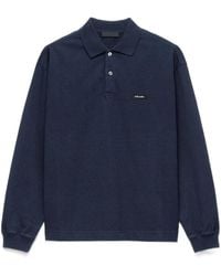 Prada - Long-Sleeved Cotton Polo Shirt - Lyst
