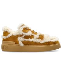 Balmain - Shearling Suede Sneakers - Lyst