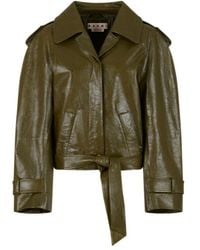 Marni - Deep Leather Short Trench Coat - Lyst