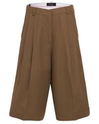 Fabiana Filippi - Double-Pleated Viscose And Linen Blend Wide-Leg Shorts - Lyst