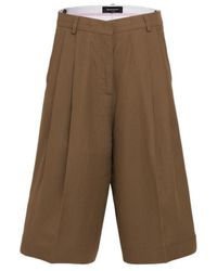 Fabiana Filippi - Double-Pleated Viscose And Linen Blend Wide-Leg Shorts - Lyst
