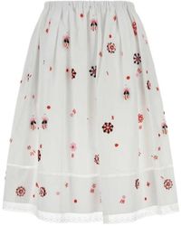 Prada - Embroidered Poplin Skirt - Lyst