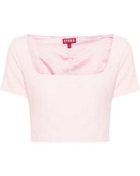 STAUD - Anya Square-Neck Crop Blouse - Lyst
