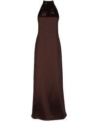 Alysi - Halterneck Sleeveless Satin Maxi Dress - Lyst