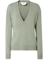 Fendi - V-Neck Elastic Waistband Knitted Jumper - Lyst