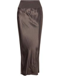 Rick Owens - Ribbed Jersey And Recycled-Satin Midi Skirt - Lyst