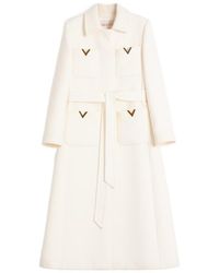 Valentino - Drill Double-Breasted Belted Coat - Lyst