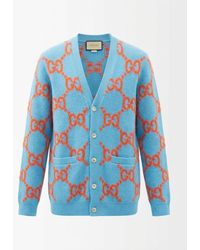 Gucci - Gg Intarsia Knit Cardigan - Lyst