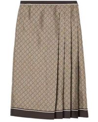Gucci - Gg Printed Silk Skirt - Lyst