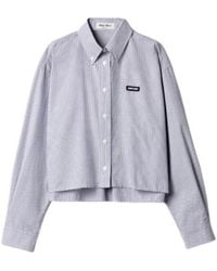 Miu Miu - Checked Poplin Cropped Shirt - Lyst
