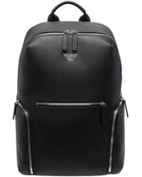 Emporio Armani - Logo Plaque Zipped Backpack - Lyst