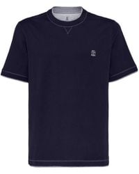 Brunello Cucinelli - Logo Embroidered Layered T-Shirt - Lyst