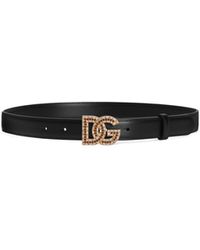 Dolce & Gabbana - Embellished Logo-Buckle Belt - Lyst
