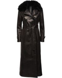 Blancha - Leather Shearling Trench Coat - Lyst