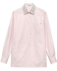 Prada - Embellished Poplin Shirt - Lyst
